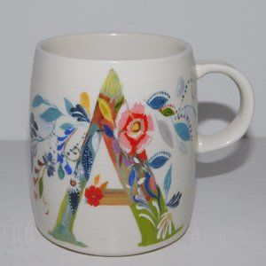 Anthropologie Mug Starla M Hoffman Monogram Letter A  Petal Palette Coffee Cup
